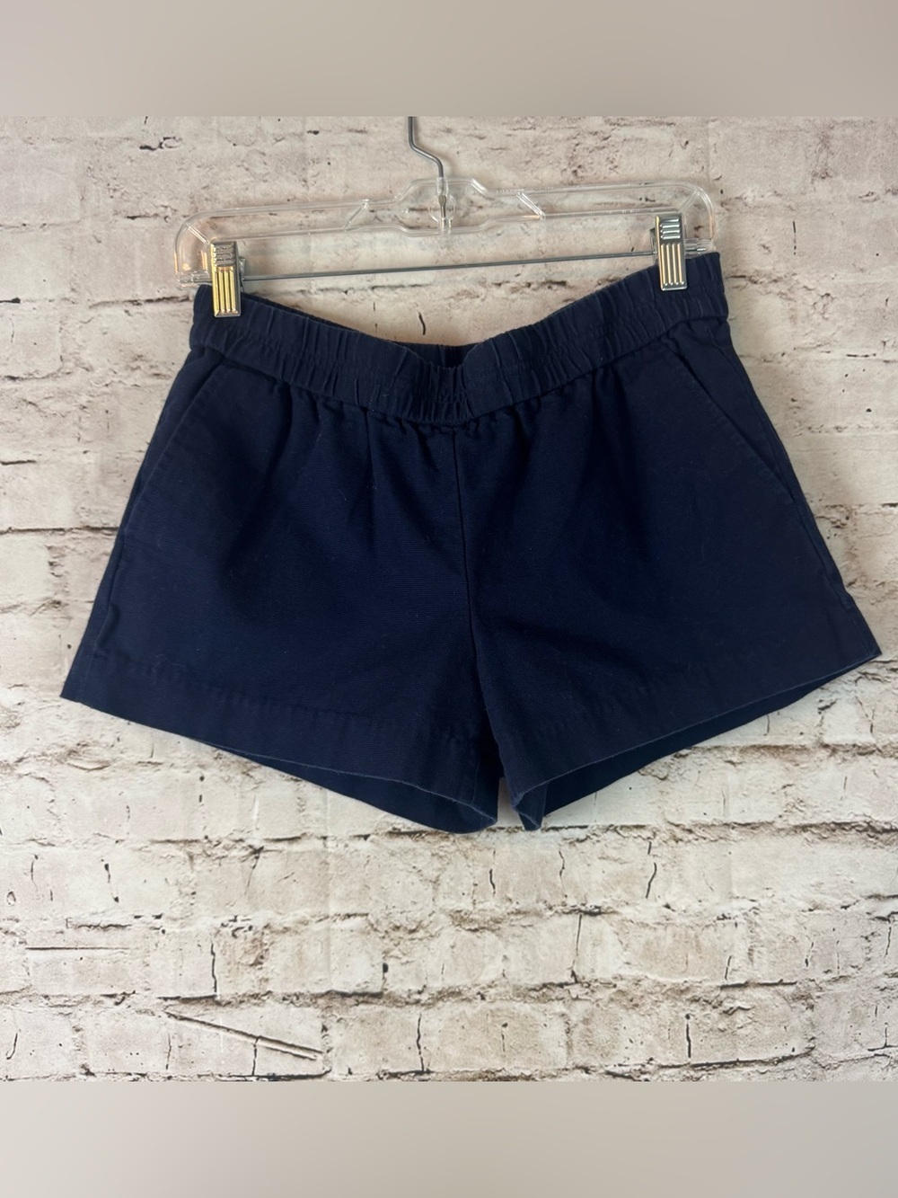 J. Crew Women's Size 4 Navy Blue Pull On Shorts A5329 100% Cotton Pockets Summer